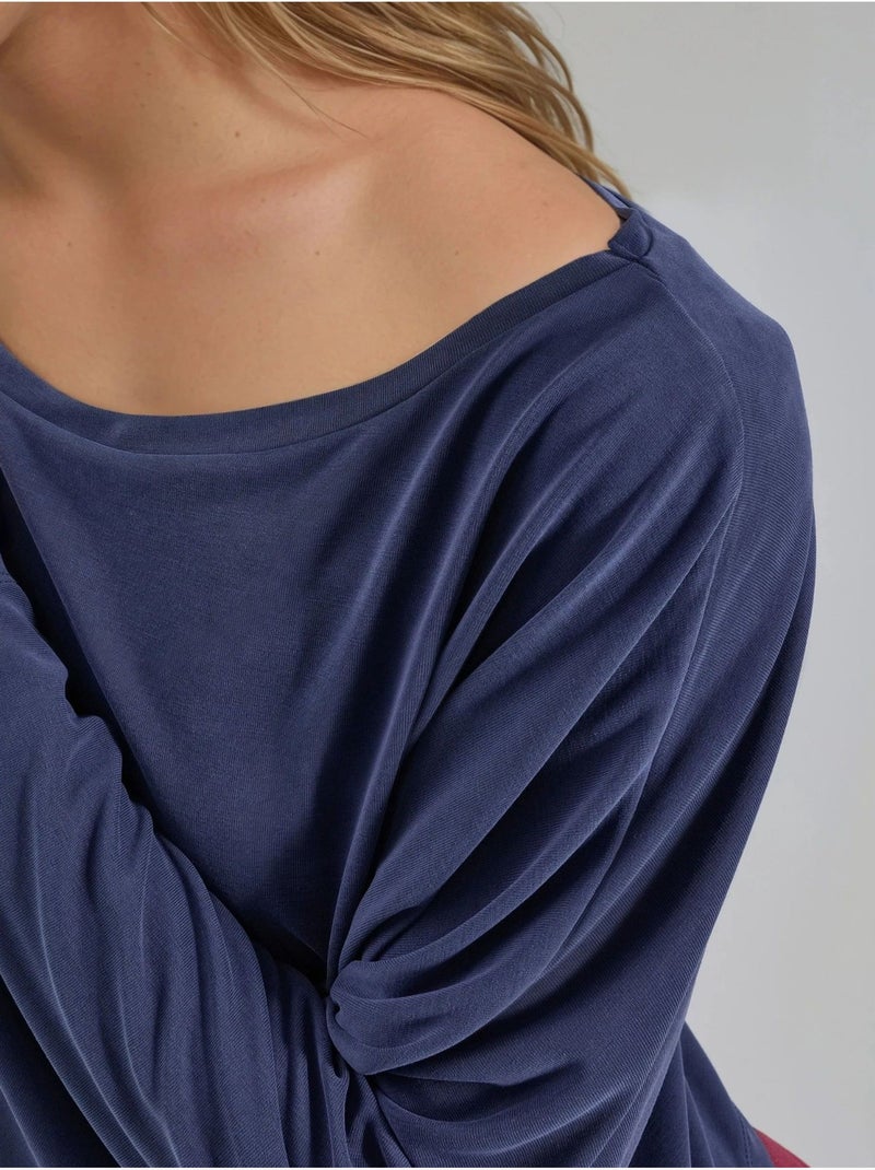 Blouse ample à col bateau busem Bleu marine - Kiabi