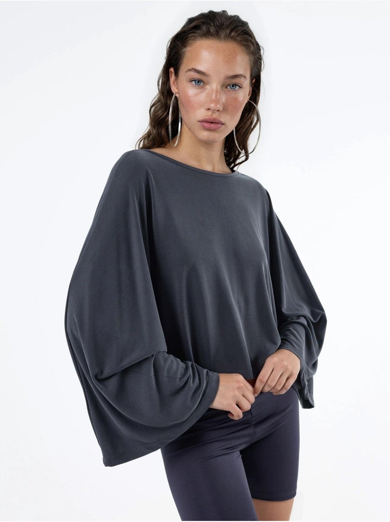 Blouse ample à col bateau busem Gris foncé - Kiabi