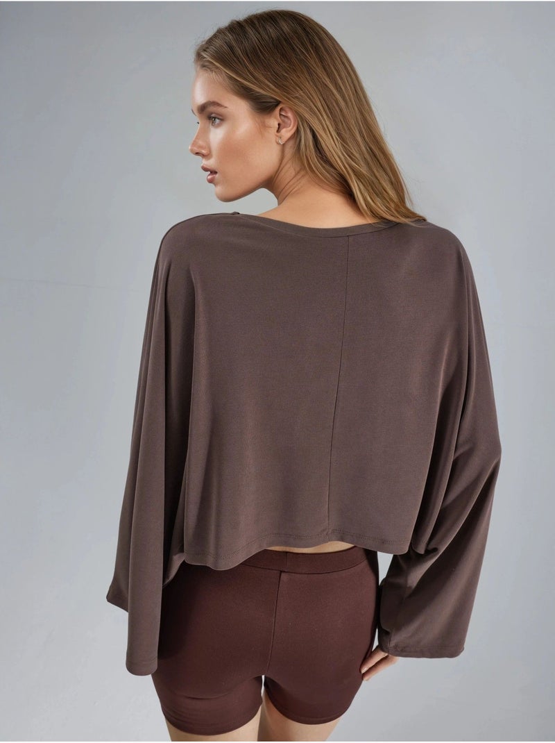 Blouse ample à col bateau busem Marron clair - Kiabi