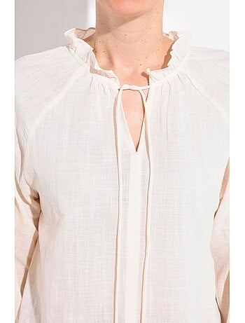 Blouse ample col V fantaisie lien à nouer - AFIBEL