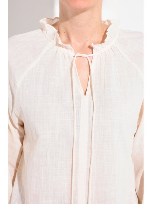 Blouse ample col V fantaisie lien à nouer - AFIBEL - Kiabi