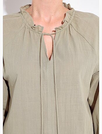 Blouse ample col v fantaisie lien à nouer - afibel