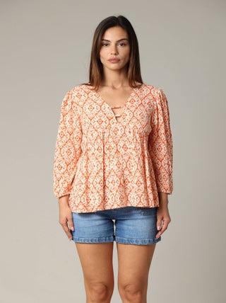 Blouse ample en crêpe de viscose avec motifs ethniques 'Deeluxe'