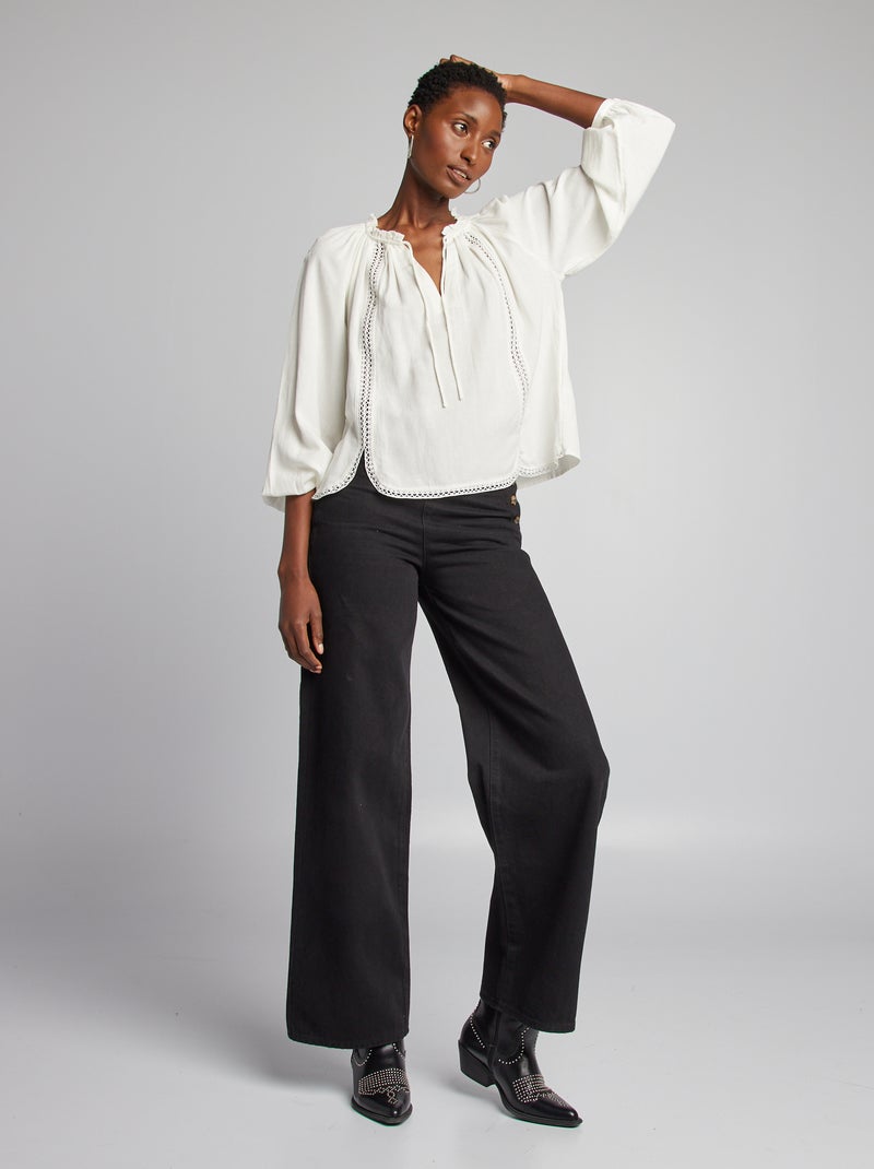 Blouse ample en lin mélangé Beige - Kiabi