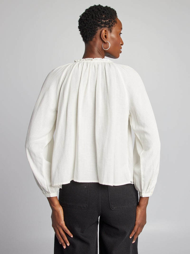 Blouse ample en lin mélangé Beige - Kiabi