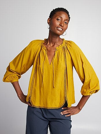 Blouse ample en lin mélangé