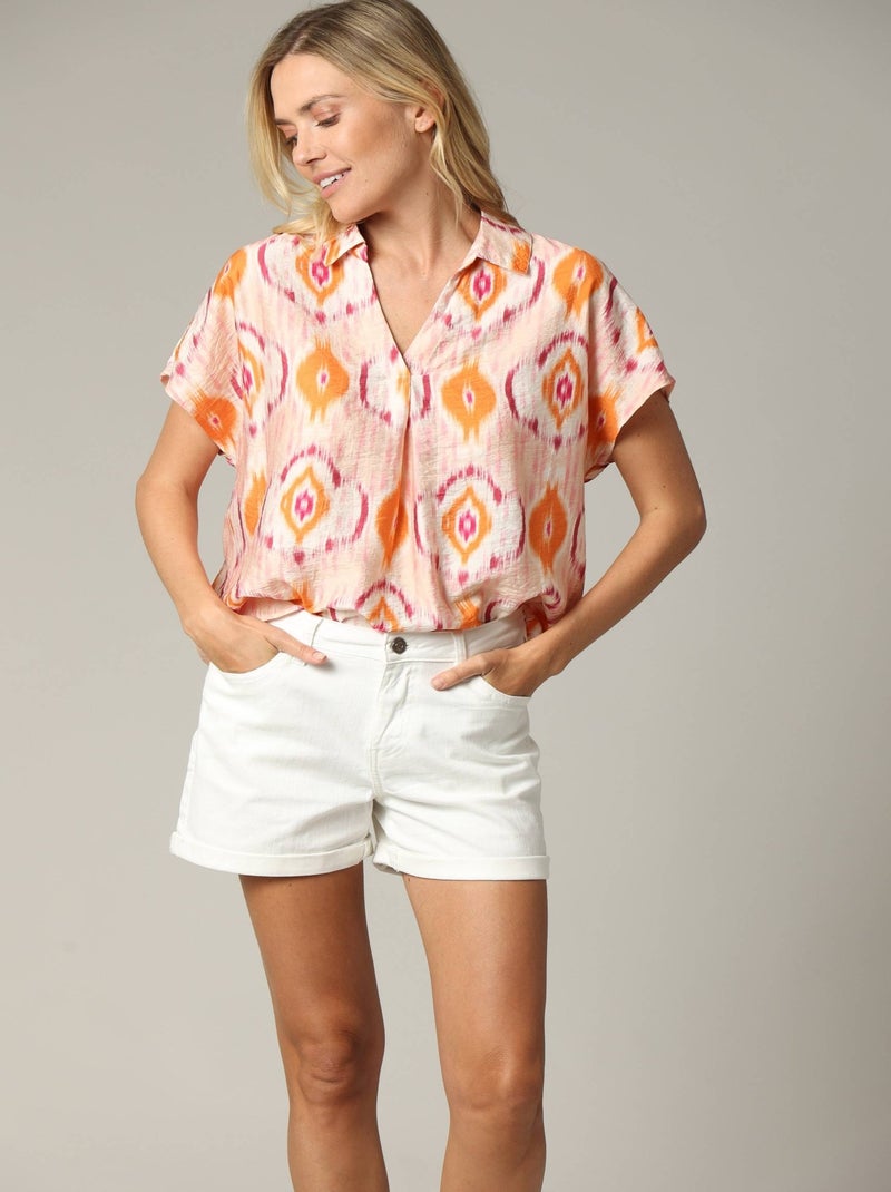 Blouse ample en viscose avec imprimés ethniques colorés 'Deeluxe' Orange - Kiabi