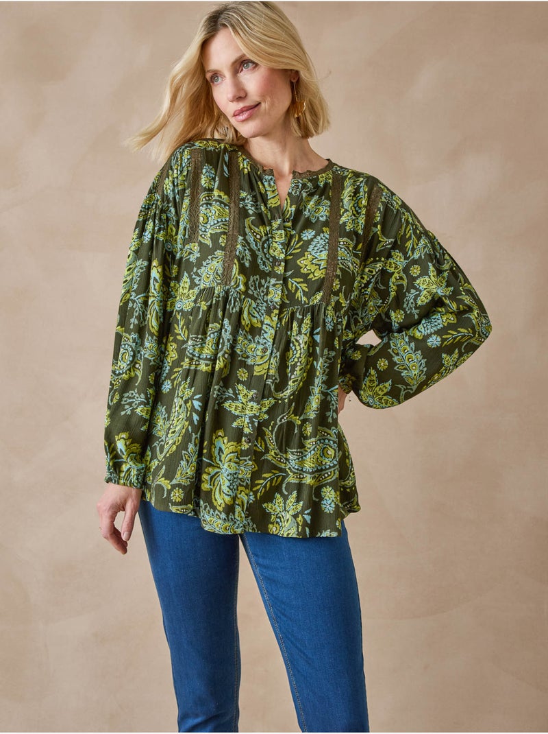 Blouse ample froncée - DAXON Kaki - Kiabi