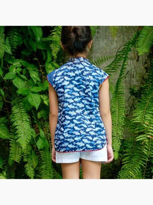 Blouse Asiatique   imprimé Poissons Koi  ANNAM - La Faute à Voltaire - Kiabi