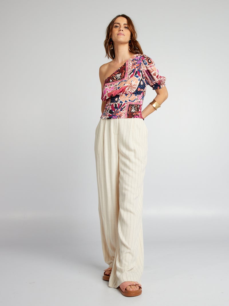 Blouse asymétrique à manches courtes AOP FLO - Kiabi