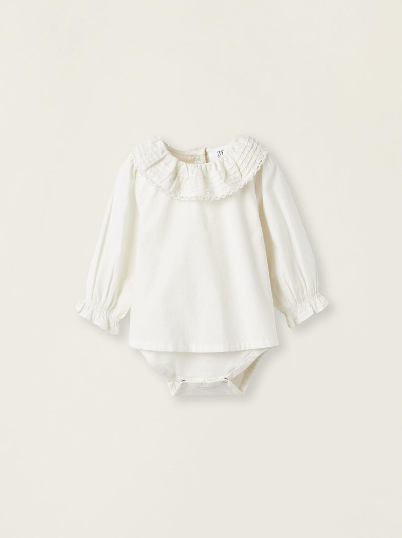 Blouse avec body intégré pour nouveau-née manches longues ATLANTIC COMPANY Blanc - Kiabi