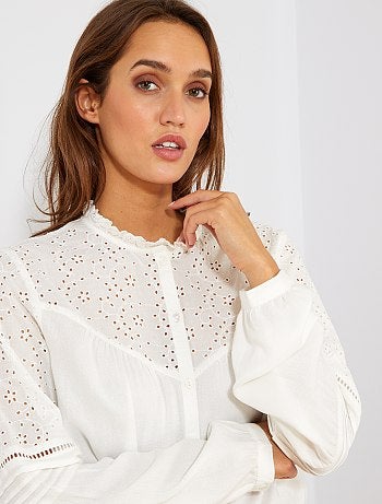 Blouse avec broderie anglaise - Kiabi