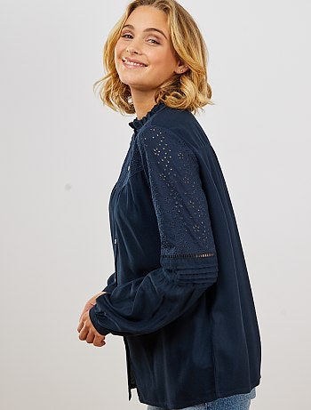 Blouse avec broderie anglaise - Kiabi