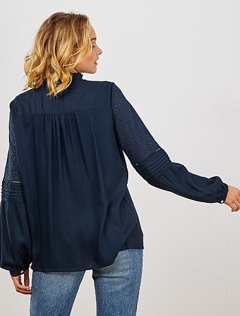 Blouse avec broderie anglaise - Kiabi
