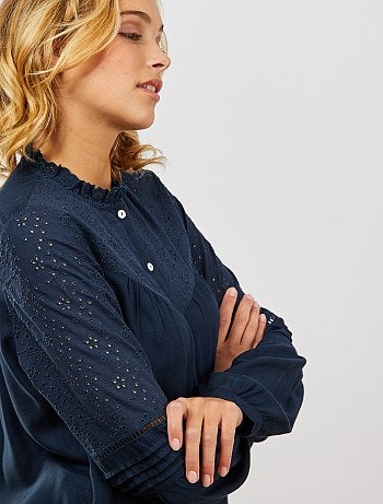 Blouse avec broderie anglaise - Kiabi