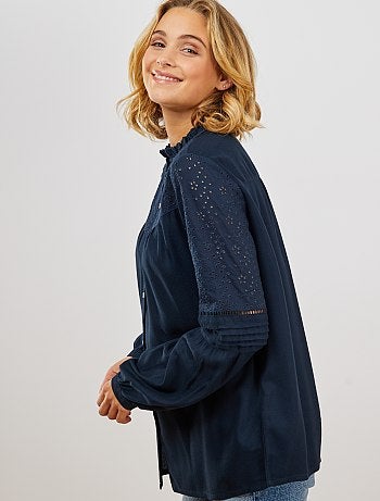Blouse avec broderie anglaise - Kiabi