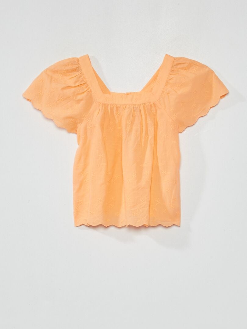 Blouse avec broderie Orange - Kiabi