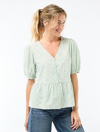 Blouse avec broderies et base volantée