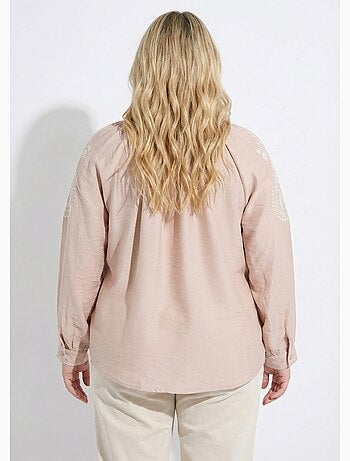 Blouse avec broderies et petit col V - AFIBEL