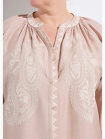 Blouse avec broderies et petit col V - AFIBEL