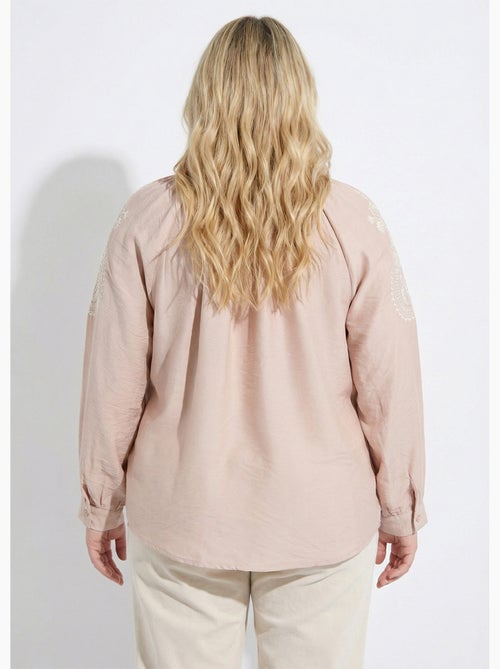 Blouse avec broderies et petit col V - AFIBEL - Kiabi
