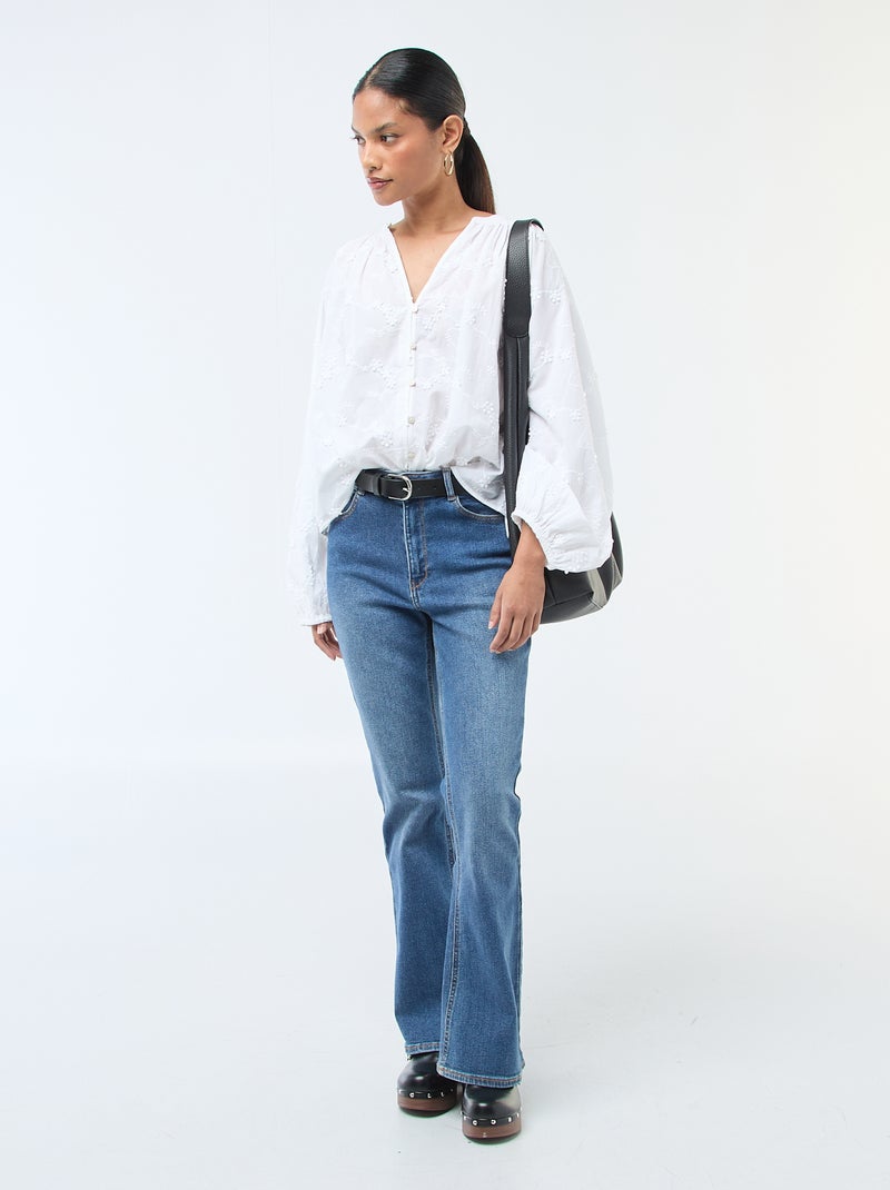 Blouse avec broderies fleurs Blanc - Kiabi