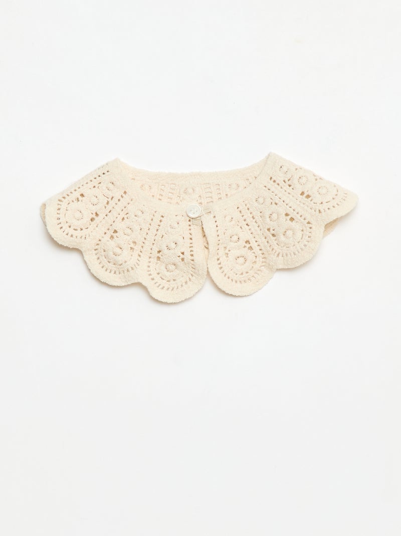 Blouse avec col crochet en gaze de coton uni Blanc - Kiabi