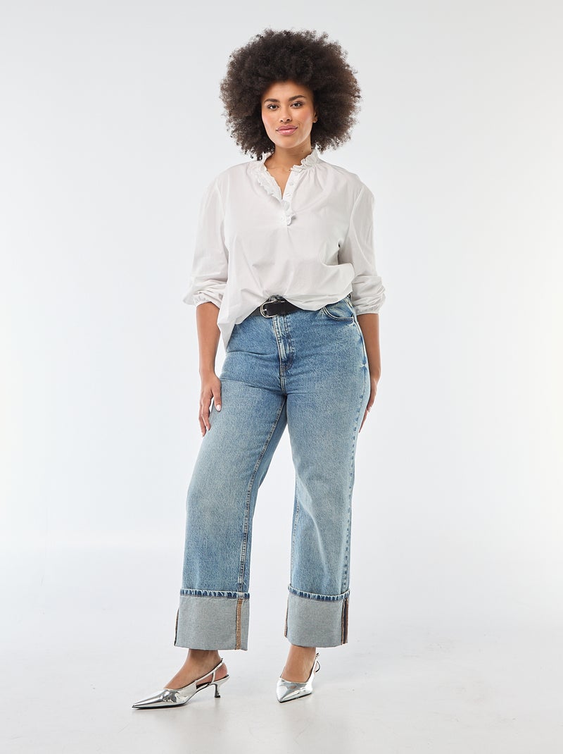 Blouse avec col montant volanté Blanc - Kiabi