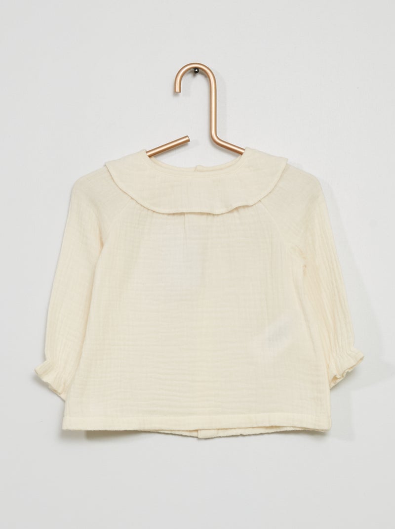Blouse avec collerette écru - Kiabi