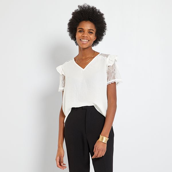 Blouse Milly blanche à dentelle