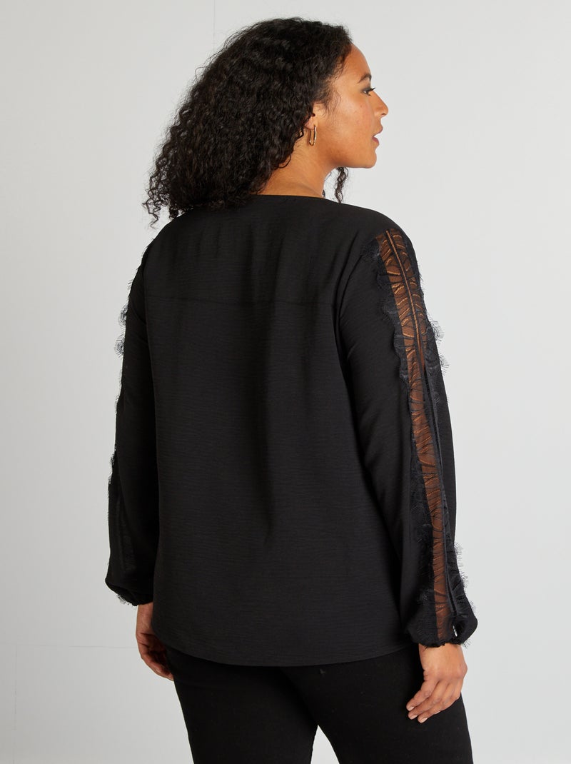 Pull Freeman T Porter pour femme Paloma noir + dentelle