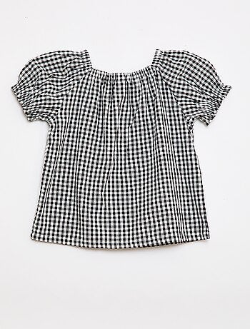 Blouse avec encolure et bas de manches élastiqués - Collection facile à enfiler