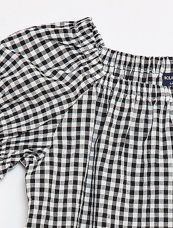 Blouse avec encolure et bas de manches élastiqués - Collection facile à enfiler