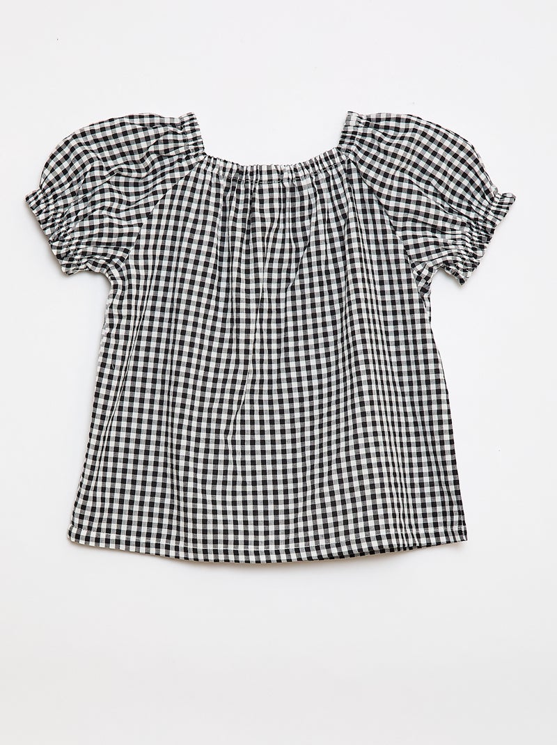 Blouse avec encolure et bas de manches élastiqués - Collection facile à enfiler Blanc - Kiabi