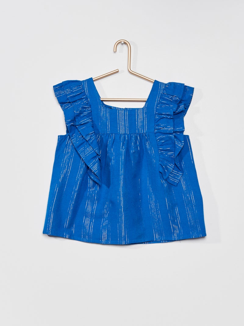 Blouse avec fils brillants Bleu - Kiabi