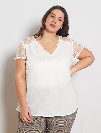 Blouse avec haut dentelle - Kiabi