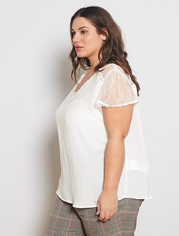 Blouse avec haut dentelle - Kiabi