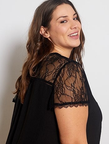 Blouse avec haut dentelle - Kiabi
