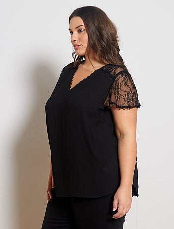 Blouse avec haut dentelle - Kiabi