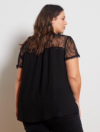 Blouse avec haut dentelle - Kiabi