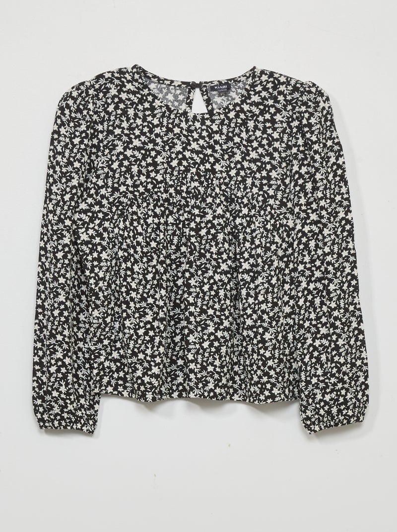 Blouse avec imprimé fleuri Noir - Kiabi