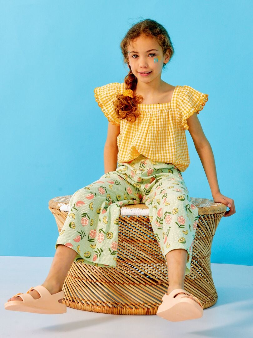 Blouse avec imprimé 'vichy' Jaune - Kiabi