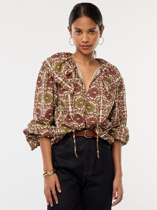 Blouse avec large col claudine - Kiabi