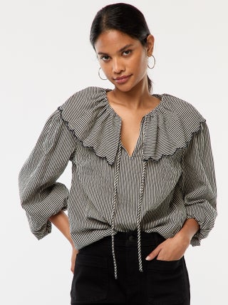 Blouse avec large col claudine