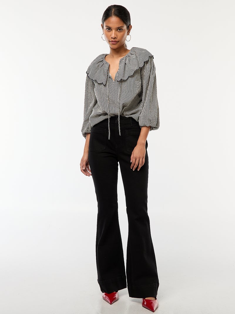 Blouse avec large col claudine Bleu - Kiabi