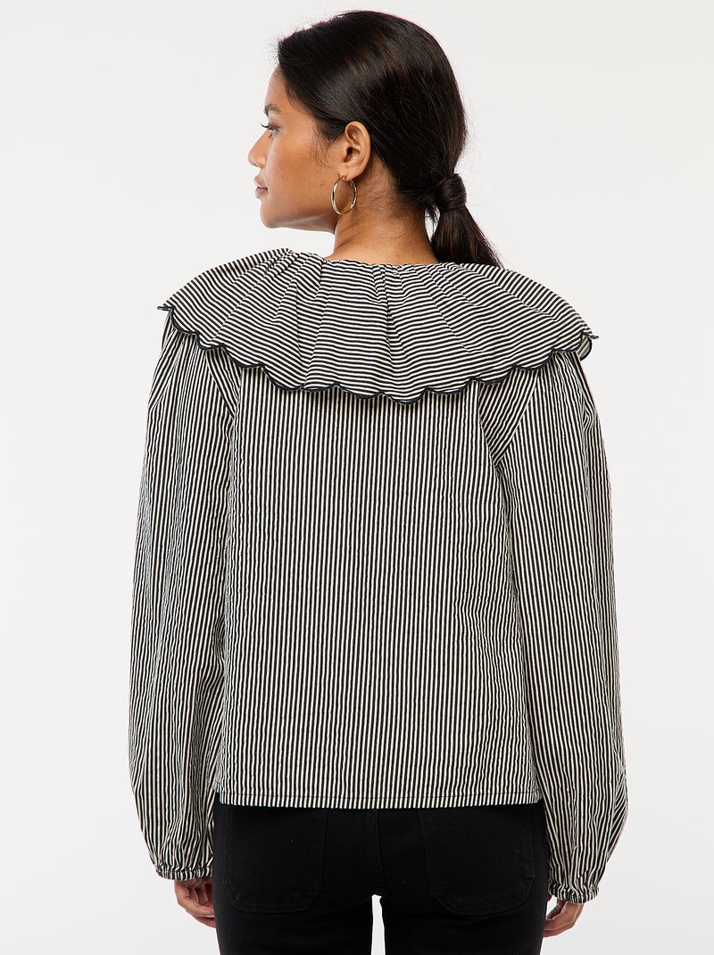 Blouse avec large col claudine Bleu - Kiabi