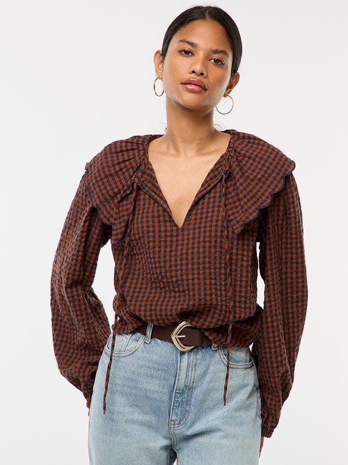 Blouse avec large col claudine - Kiabi