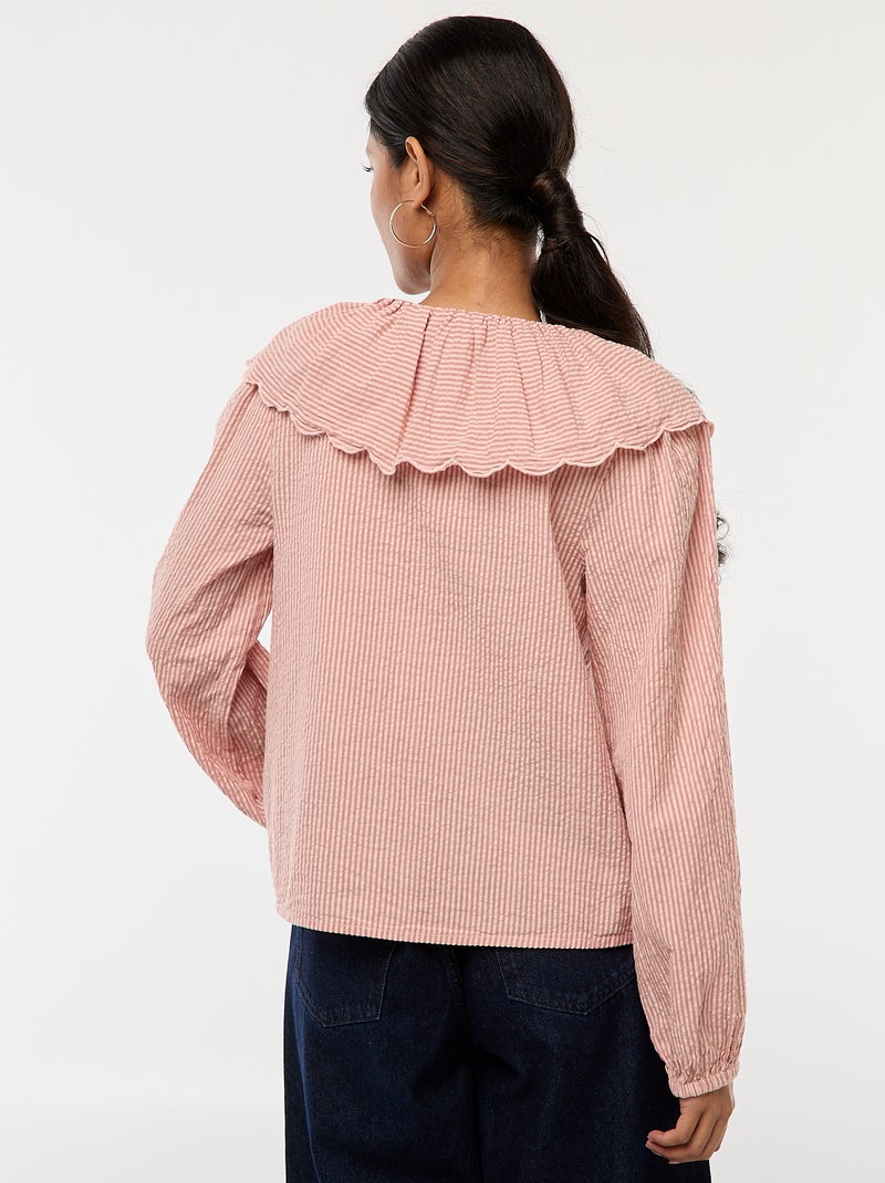 Blouse avec large col claudine Rose - Kiabi