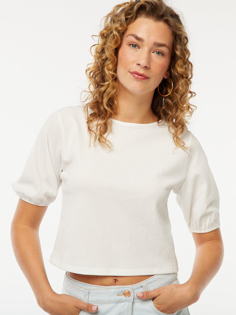 Blouse avec liens à nouer Blanc - Kiabi