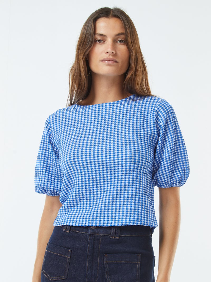 Blouse avec liens à nouer Bleu - Kiabi